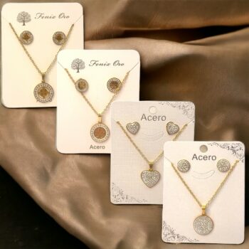 Lot de 30 (1,90€ unité) : Parure Colliers avec boucles d'oreilles dorés Acier Inoxydable – Image 9