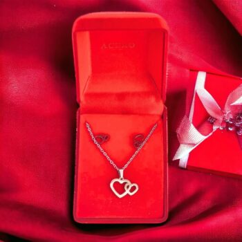 Coffret Collier et Boucles d'oreilles - Collection Acier Inoxydable Argentée