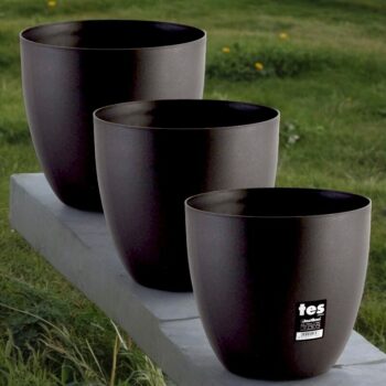 Lot de 12 (soit 1,50€ unité) : Pot de jardin 🌿 en plastique noir lisse - 22cm – Image 3