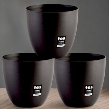 Lot de 12 (soit 1,50€ unité) : Pot de jardin 🌿 en plastique noir lisse - 22cm