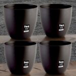 Lot de 12 (soit 1,10€ unité) : Pot de jardin 🌿 en plastique noir lisse - 18cm