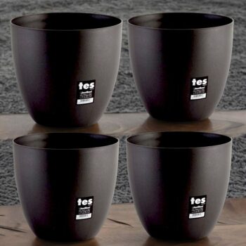 Lot de 12 (soit 1,10€ unité) : Pot de jardin 🌿 en plastique noir lisse - 18cm