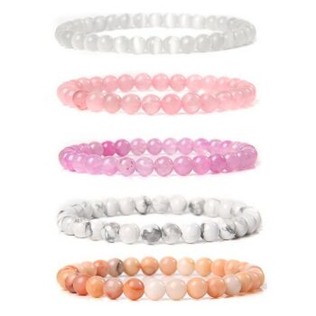 Ensemble de 10 (1,70€ unité) Bracelets en Pierre couleurs Pastels - Mélange de Couleurs et Modèles Variés – Image 2