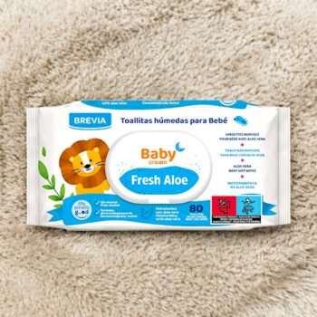 Carton de 24 (soit 0,90€ le paquet) : Lingette humide pour Bébé Brevia Baby Cream Fresh Aloe Vera - 80 par paquet – Image 4