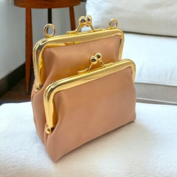 Porte-monnaie beige et doré avec Bandouliere en perle "Qualité prémium" 🥉 – Image 6