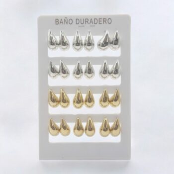 Présentoir de 12 💎(1€ la paire) : Boucles d'Oreilles dorées et argentées- Goute d'eau – Image 4