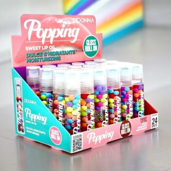 Présentoir de 24 (0,93€ pièce) : Huile à lèvres douce "Gloss Popping"