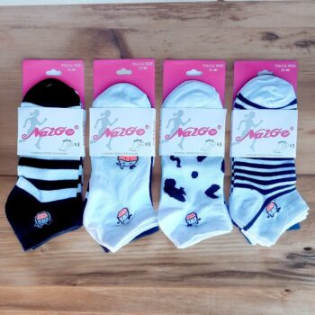 Paquet de 60 (soit 0,36€ la paire) : 5 Paquets Différents De Chaussettes Femme Noir et Blanc – Image 4