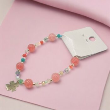 Mélange de 12 (1 € unité) : Bracelets Elastiques Perles & Breloques en Acier Différents Motifs