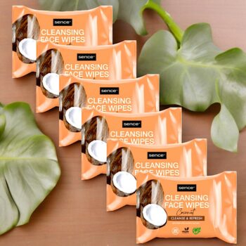 Lot de 10 (1,13€ Pièce) : Paquet de Lingettes nettoyantes 3 en 1 Coco