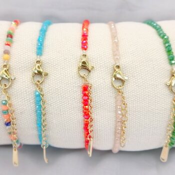 Coussin présentoir de 12 (1,50€ unité) Bracelets avec Perles et Bijoux en Acier Inoxydable - Fermoir Réglable – Image 2