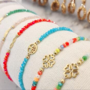 Coussin présentoir de 12 (1,50€ unité) Bracelets avec Perles et Bijoux en Acier Inoxydable - Fermoir Réglable – Image 6