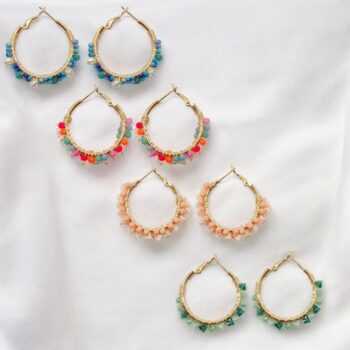 Lot de 20 paires (soit 1,60€ la paire) : Boucles d'oreilles "FLEUR-COEUR-ETOILE-CREOLE PERLES" aux couleurs mélangées – Image 19