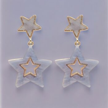 Lot de 10 paires (soit 1,80€ la paire) : Boucles d'oreilles en Cuivre doré pendant Etoile ajourée couleurs mélangées – Image 3