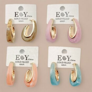 Mélange de 5 paires (Soit 2€ la Paire) : Boucles d'oreilles Acidulées en Cuivre - Couleurs Mélangées
