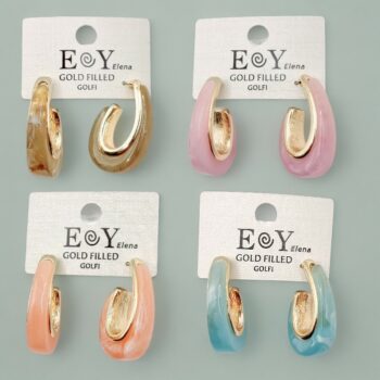 Lot de 10 paires (soit 1,80€ la paire) : Boucles d'oreilles Acidulées en Cuivre - Couleurs Mélangées