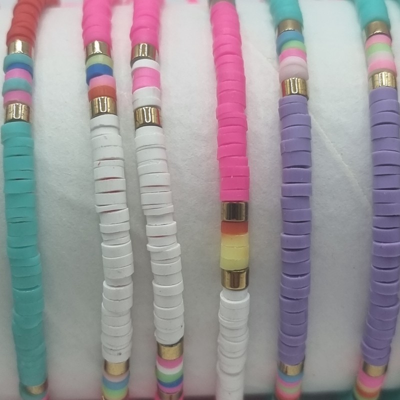 fournisseur de présentoir de bracelet en perle plate 2 Présentoir de 24 (soit 0,40€ unité) : Bracelets "Perles Plates Colorés" – Image 3