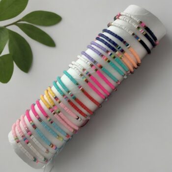 Présentoir de 24 (soit 0,40€ unité) : Bracelets "Perles Plates Colorés"