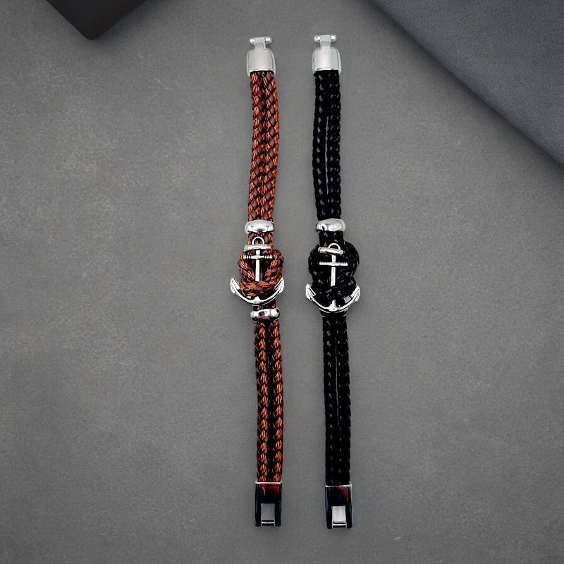 grossiste bracelet homme 2 Mélange de 10 (2,90€ unité) : Bracelet Homme Ancre- Acier Inoxydable - Qualité Prémium – Image 2