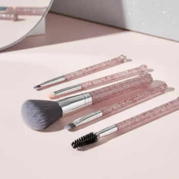 💖Lot de 6 (soit 2,80€ le set) : Coffret de Pinceaux Maquillage Pailletés (5 Pièces) – Sublimez Votre Beauté ! ✨