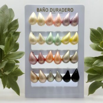 Présentoir de 12 paires (soit 0,85€ la paire) : Boucles d'oreilles "GROSSE GOUTTE" effet nacré différents coloris – Image 2
