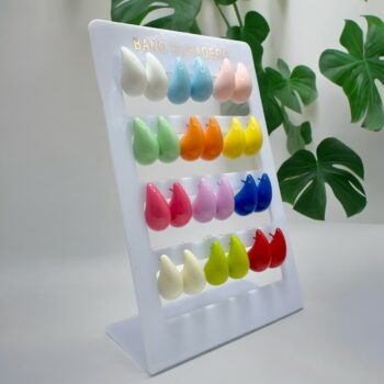 Présentoir de 12 paires (soit 0,85€ la paire) : Boucles d'oreilles "GROSSE GOUTTE" effet mat différents coloris