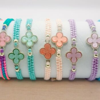 Présentoir de 24 (soit 0,85€ unité) : Bracelets "Trèfle & Tressé Colorés" – Image 3