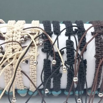 Présentoir de 24 (soit 0,85€ unité) : Bracelets tressés "Perles Bleues" – Image 4