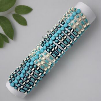Présentoir de 24 (soit 0,85€ unité) : Bracelets tressés "Perles Bleues"