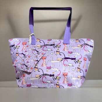 Mélange de 5 Couleurs (soit 3,95€) Grand Sac à Main + Porte Monnaie - Motifs Chats