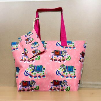 Mélange de 5 Couleurs (soit 3,95€) Grand Sac à Main + Porte Monnaie - Motifs Éléphants