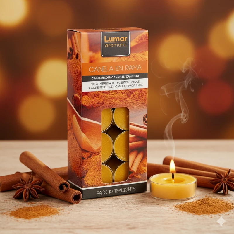 bougie lumar cannelle vente en gros pas cher Lot de 10 Paquets de 10 Bougies (soit 1,20€ les 10) - Cannelle – Image 1