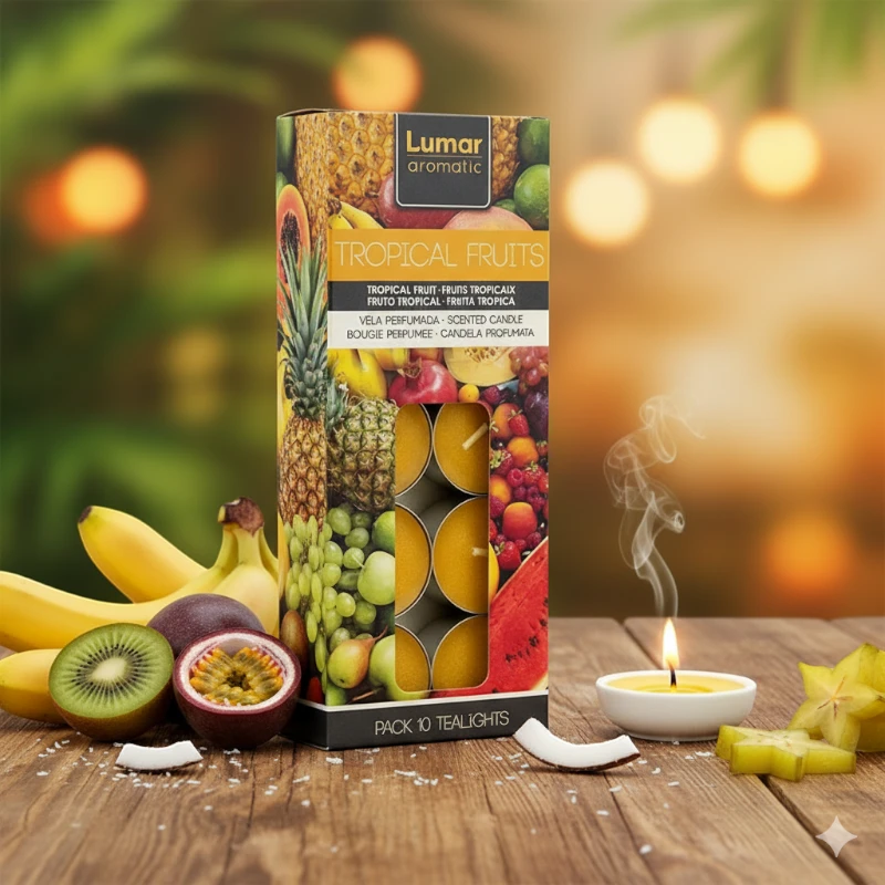 bougie lumar fruits tropicaux vente en gros pas cher Lot de 10 Paquets de 10 Bougies (soit 1,20€ les 10) - Fruits Tropicaux – Image 1