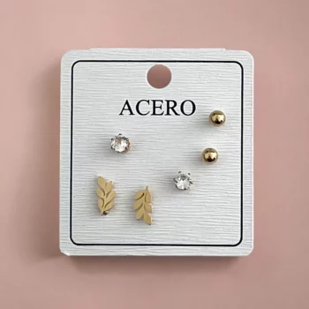 Mélange Variéé de 20 Présentoirs De 3 Boucles D'oreilles (Soit 1,50€ Les 3) : Argentée Et Dorée En Acier Inoxydable – Image 2