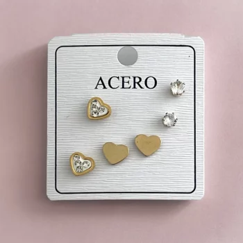 Mélange Variéé de 20 Présentoirs De 3 Boucles D'oreilles (Soit 1,50€ Les 3) : Argentée Et Dorée En Acier Inoxydable – Image 10