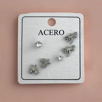 Mélange Variéé de 20 Présentoirs De 3 Boucles D'oreilles (Soit 1,50€ Les 3) : Argentée Et Dorée En Acier Inoxydable – Image 8