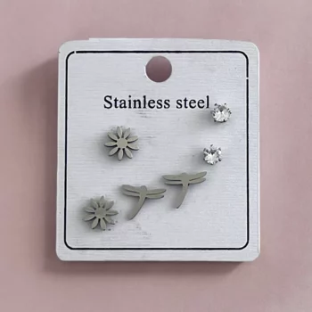 Mélange Variéé de 20 Présentoirs De 3 Boucles D'oreilles (Soit 1,50€ Les 3) : Argentée Et Dorée En Acier Inoxydable – Image 7