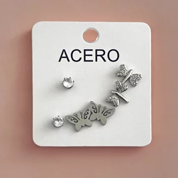 Mélange Variéé de 20 Présentoirs De 3 Boucles D'oreilles (Soit 1,50€ Les 3) : Argentée Et Dorée En Acier Inoxydable – Image 3
