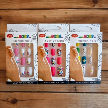 Lot de 12 paquets (Soit 0,95€ le paquet) de 12 Faux-Ongles carrés longs Auto-adhésifs