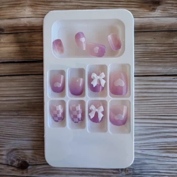 Lot de 12 paquets (Soit 1,30€ le paquet) de 12 Faux-Ongles carrés Auto-adhésifs NOEUD DECO – Image 5