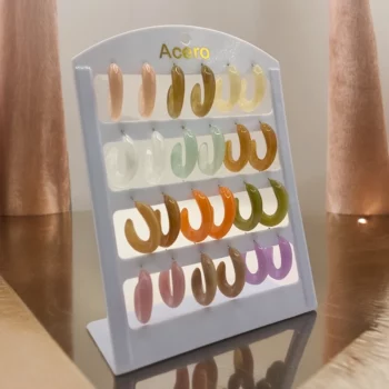 Présentoir de 12 paires (soit 0,95€ la paire) : Boucles d'oreilles En Acier Inoxydable différents coloris – Image 3