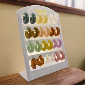 Présentoir de 12 paires (soit 0,50€ la paire) : Boucles d'oreilles En Acier Inoxydable différents coloris – Image 3