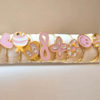Coussin de 20 (1,85€ unité) : Mélange de bague ajustable dorée et rose – Image 5
