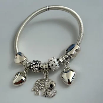 Mélange de 12 (0,90€ unité) : Bracelet Éléphant Argenté, Grosses Perles – Image 10