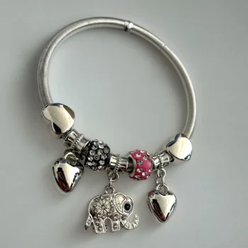 Mélange de 12 (0,90€ unité) : Bracelet Éléphant Argenté, Grosses Perles – Image 9