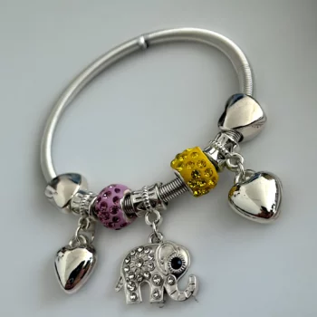 Mélange de 12 (0,90€ unité) : Bracelet Éléphant Argenté, Grosses Perles – Image 8