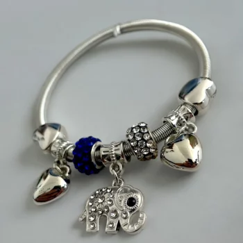 Mélange de 12 (0,90€ unité) : Bracelet Éléphant Argenté, Grosses Perles – Image 7