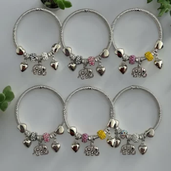 Mélange de 24 (0,80€ unité) : Bracelet Éléphant Argenté, Grosses Perles