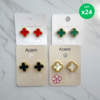 Lot de 24 paires (1,30€ la paire) : Boucle D'oreille Dorée Trèfle