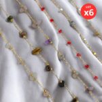 Lot de 6 (2€ unité) : Bracelet Doré Avec Perles – Acier Inoxydable